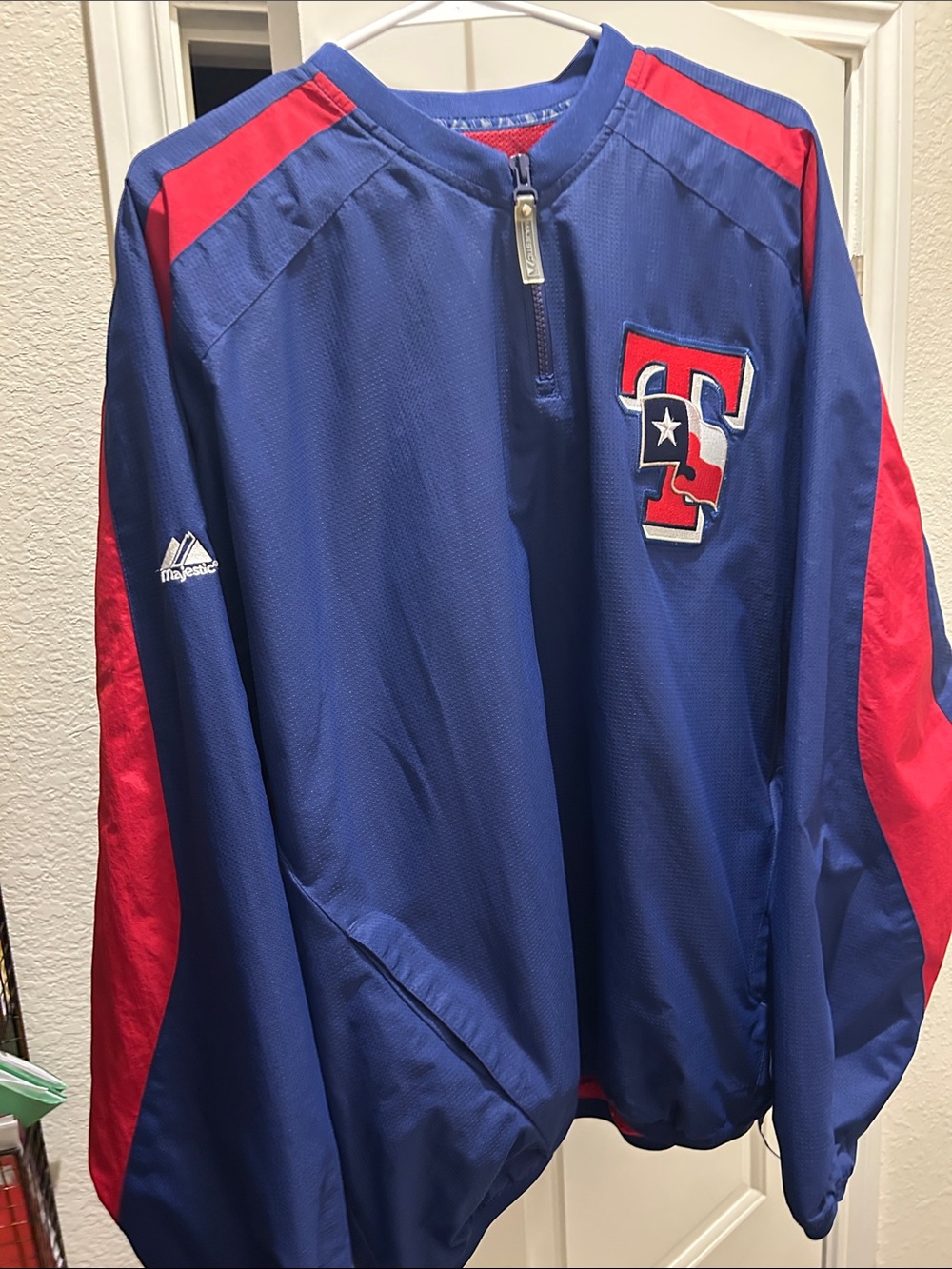 Majestic Texas Rangers Authentic Pullover Batting Practice Jacket L